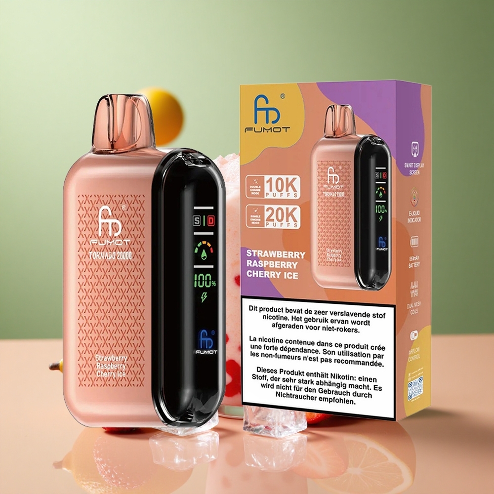 Fumot Tornado 20000 Ягоди Малини Череши Dual Mesh 20ml Smart Display