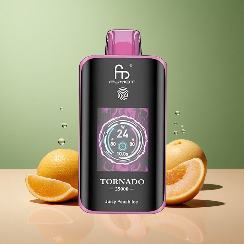 Fumot Tornado 25000 Сочен Прасковов Лед с HD Екран и 20мл Предпълнена Течност