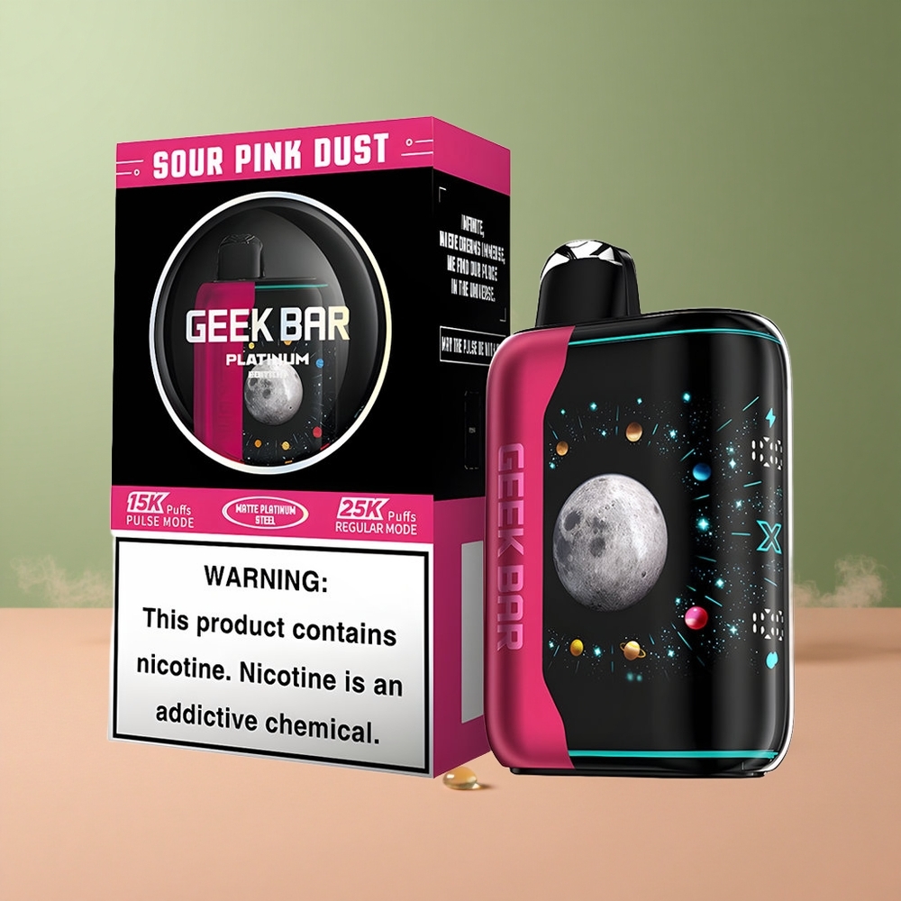 GEEK BAR Platinum Edition 25000 Кисел Розов Прах с USB-Type C и 2% Никотин