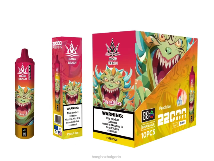 Bang Beach Vape - 6PN4T16 Bang Beach Смарт екран с 22000 впръсквания прасковен лед