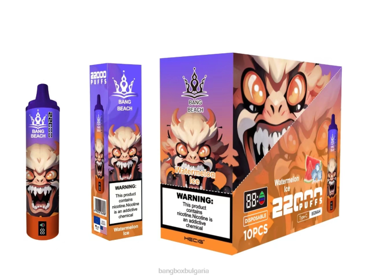 Bang Beach Vape - 6PN4T22 Bang Beach Смарт екран с 22000 впръсквания лед от диня